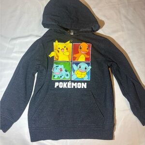 Pokemon Characters Unisex Kids Size Small Charcoal Sweater with Hoodie